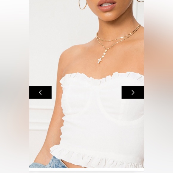 White Superdown Revolve Girly ruffle corset top size small. Laney Bustier top - Picture 3 of 7